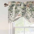 thumbnail image 3 of Green Coastal Tie Up Valance Curtains for Windows, Kitchen Curtains Window Shades, Eucalyptus Leaves Summer Beach Starfish Rustic Light Filtering Curtain Valances for Bedroom/Bathroom/Cafe 42"x12", 3 of 9