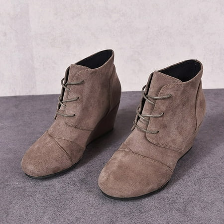 

Cathalem Womens Boots Tall Color Booties Warm LaceUp Shoes Women Toe Retro Keep Short Round Solid Wedges Studded Boots for Women Grey 8