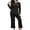 Black, variant on ValueVibe Plus Size Pajama Sets for Women Long Sleeve Crew Neck Lounge Sets 2 Piece Stretch Loungewear with Chest Pocket, Green 1XL