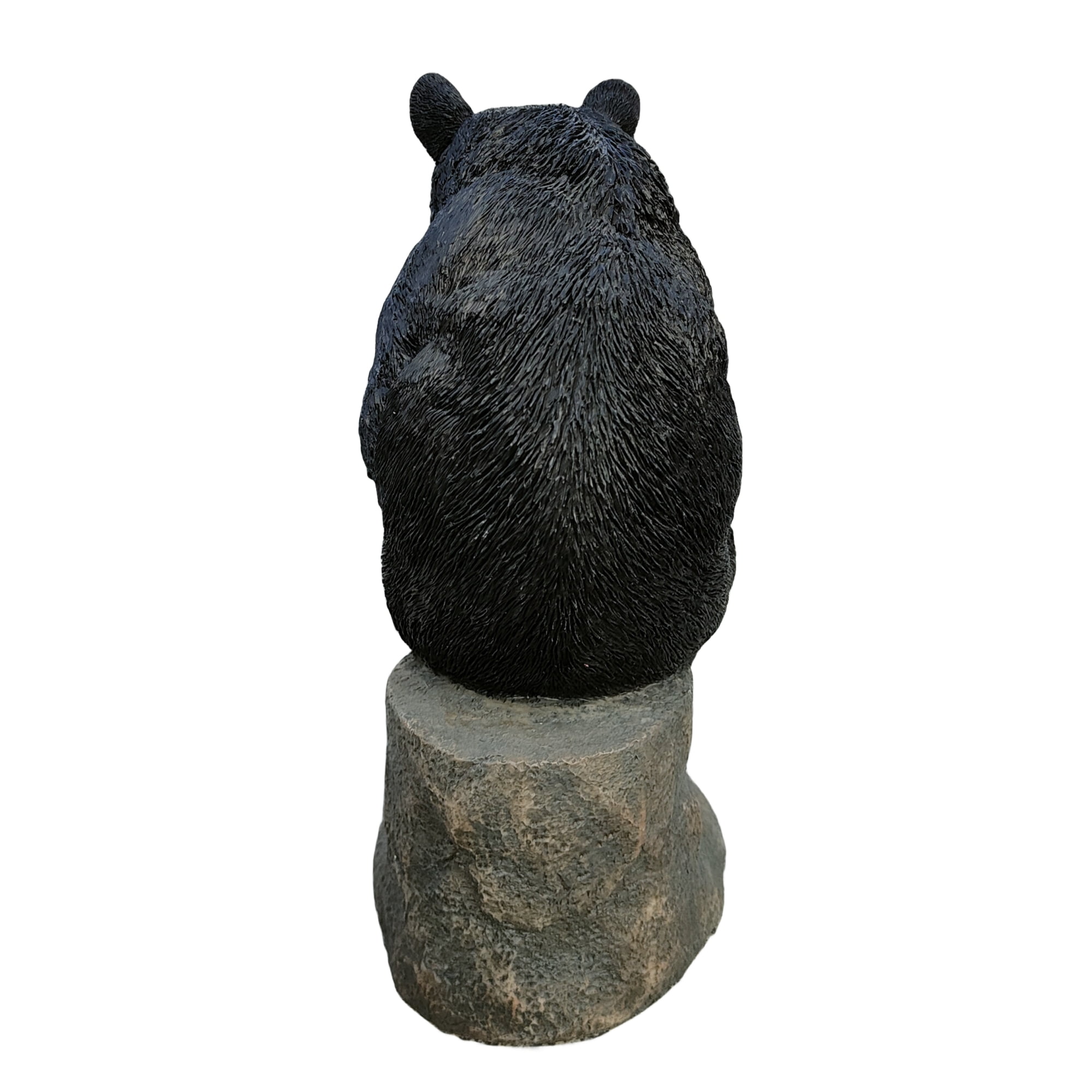 Onyx Contemplation: Intriguing Black Polyresin Thinking Bear Figurine