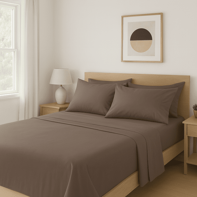 Comfy Bamboo World Series 90 G/m2 Ensemble de Draps en Microfibre 4 Mcx, Lit Simple, Brun