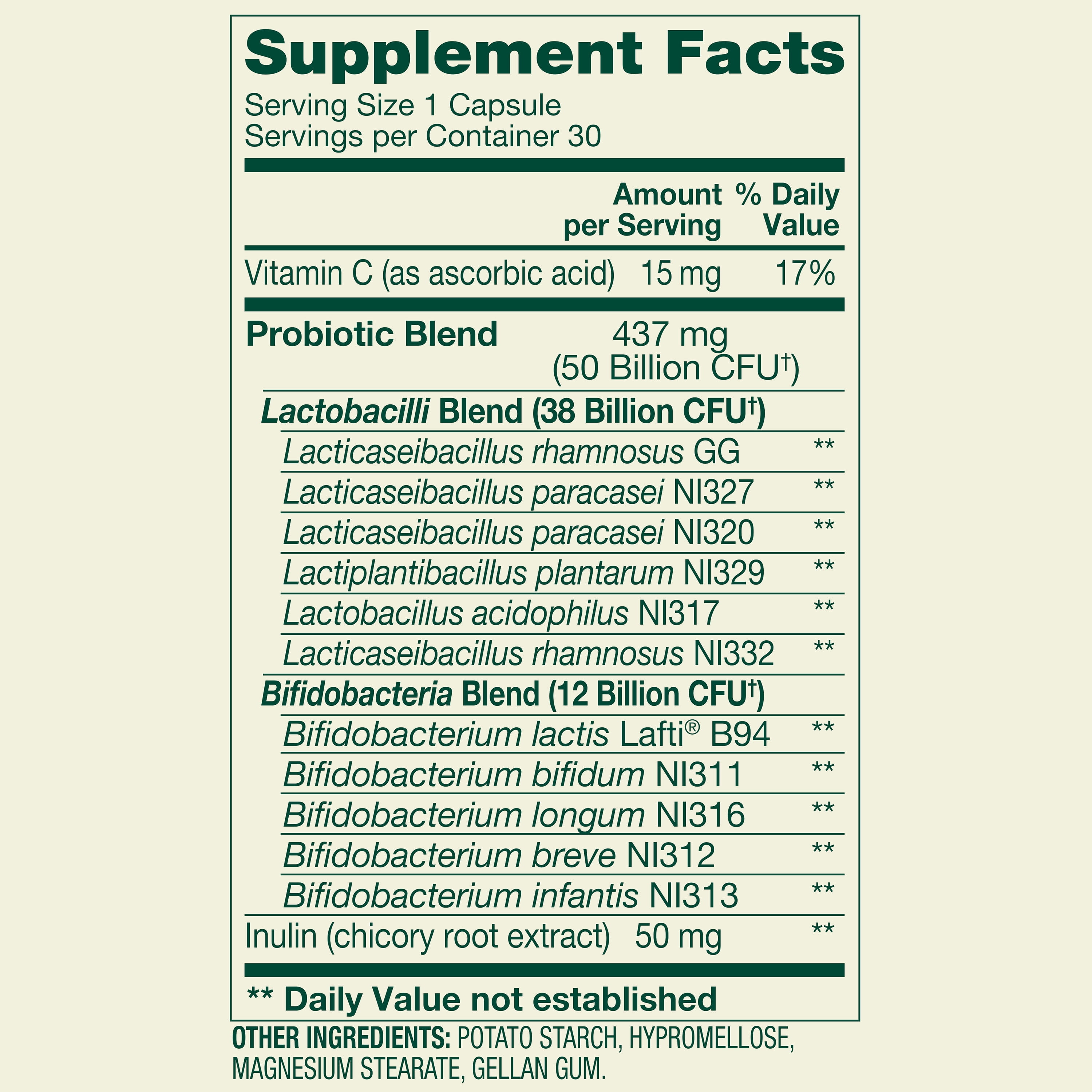 Spring Valley Extra Strength Age 50+ Probiotic with Prebiotic Dietary Supplement Delayed Release Vegetarian Capsules for Digestive Health, 30 Count