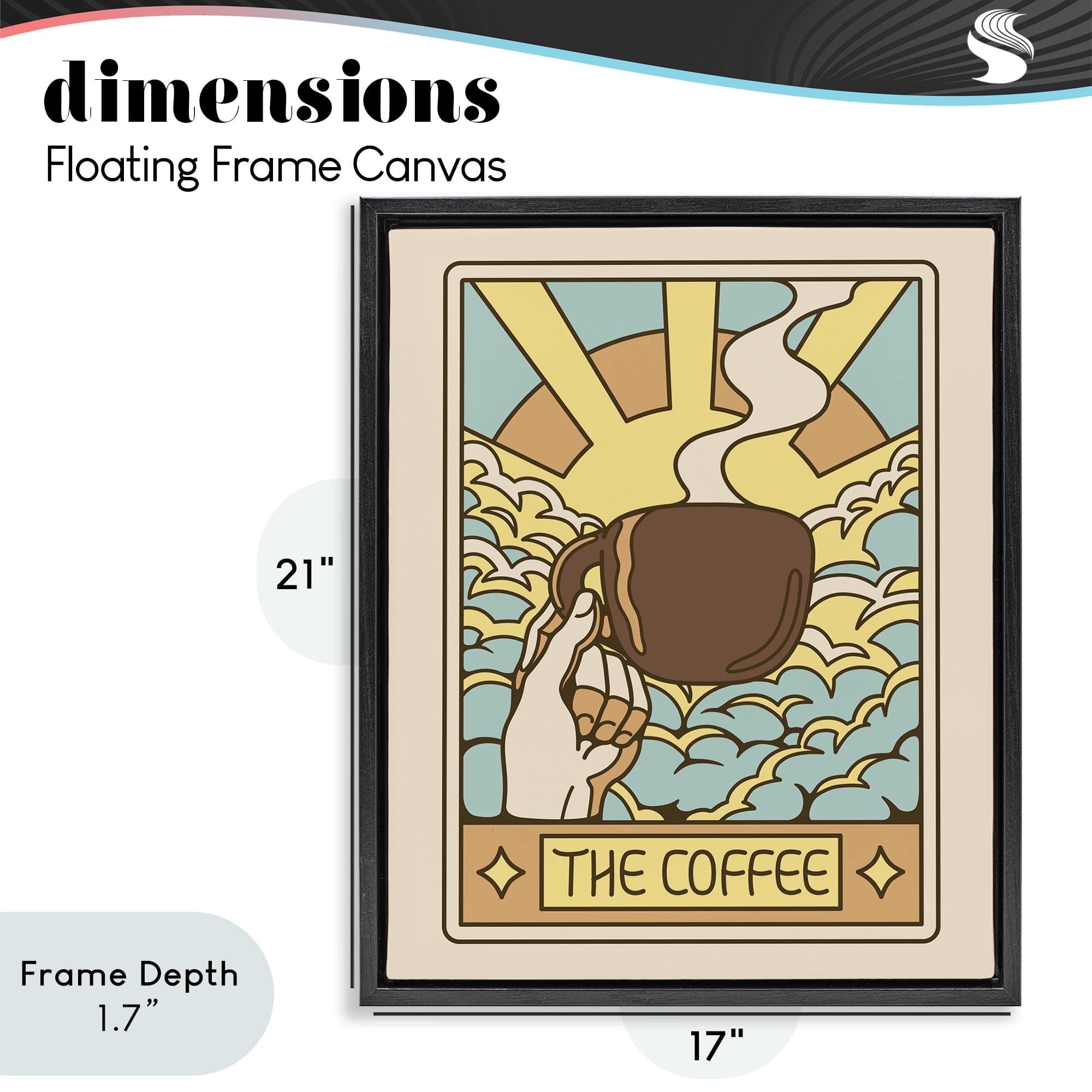 Stupell Industries The Coffee Muted Tarot Black Framed Floater Canvas Wall Art, design by Tobe Fonseca