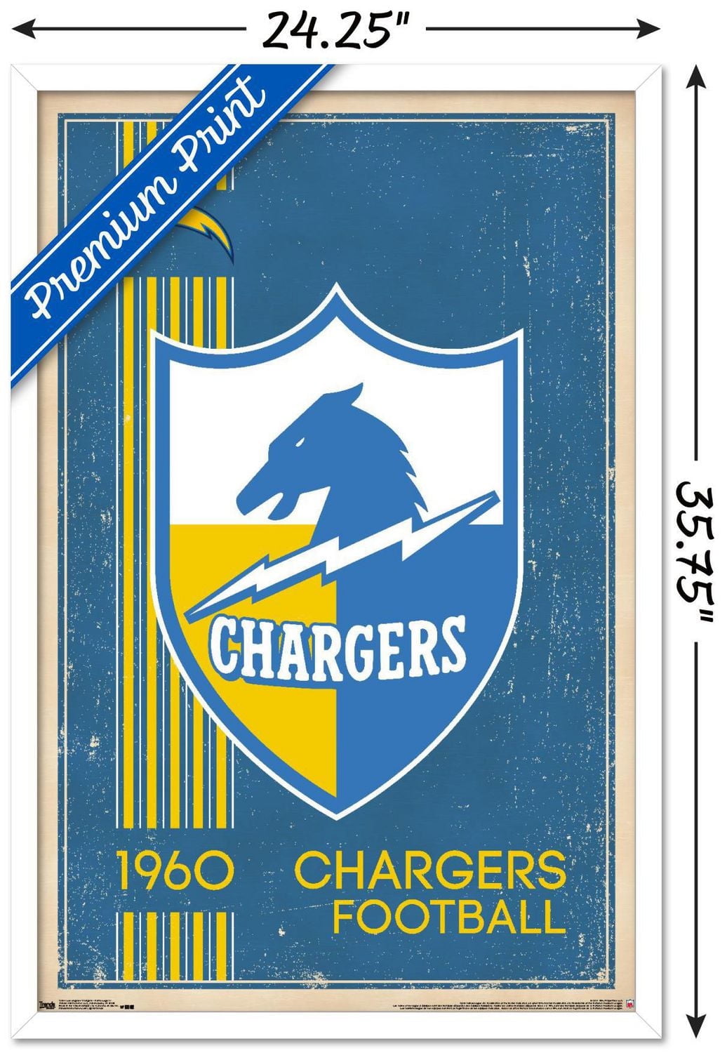 NFL Los Angeles Chargers - Retro Logo 17 Wall Poster, 22.375" x 34"