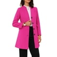 thumbnail image 4 of Abrigo largo de una sola botonadura de manga larga con cuello en V elegante para mujer Inspire Chic XL color rojo rosa, 4 of 6