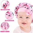 thumbnail image 5 of DODAMOUR 2 Pack Satin Silk Bonnet Hair Cap for Kids, Adjustable Sleep Bonnet with Elastic Tie, Double Layer Night Hair Hats for Teens (Pink, Purple), 5 of 6
