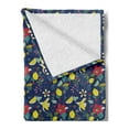 thumbnail image 2 of Floral Soft Flannel Fleece Throw Blanket, Flowers Twigs Lemon Blossom Berries in Dark Spring Tones Pattern, Cozy Plush for Indoor and Outdoor Use, 50" x 60", Night Blue Multicolor, by Ambesonne, 2 of 5
