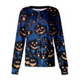 thumbnail image 4 of DENGDENG Halloween Women Scrub Jacket Snap Front Pumpkin Bats Printed Workwear Nursing Uniform with Pockets Button Down Long Sleeve Halloween Scrubs Graphic Fall Jackets 2024 Dark Blue XXXL, 4 of 4