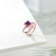 thumbnail image 4 of Gem Stone King 18K Rose Gold Plated Silver Women Wedding Engagement Ring Band Bridal Set Princess Purple Amethyst and Moissanite 1.21cttw, 4 of 5