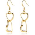 thumbnail image 1 of Double Love Heart Layered Earrings For Girls Elegant Silver Gold Plated Dangle Drop Hooks Earrings Jewelry Birthday Gifts For Women Girlfriend Gold -, 1 of 5