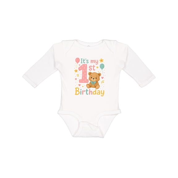 Inktastic Its My 1st Birthday Bear Boys or Girls Long Sleeve Baby Bodysuit