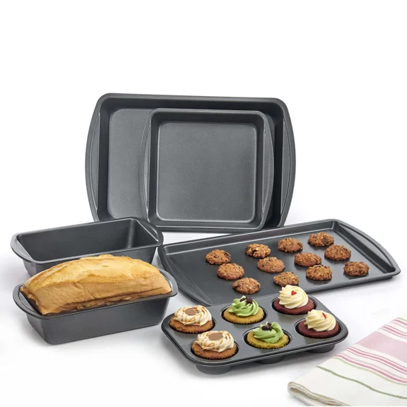 6-piece non-stick baking pan set, baking kit, with strong heat conductivity, easy to remove and clean, suitable for home kitchens, bakeries, etc.