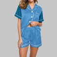 thumbnail image 2 of FAIWAD Womens Loungewear 2 Piece Outfits Short Sleeve Button Down Lapel Shirts Matching Shorts Summer Pajama Sets, 2 of 5
