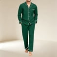 thumbnail image 2 of Delconic Mens Pajama Set Long Sleeve Button Front Sleepwear Set Collared Shirt and Full Length Pants Relaxed Fit Loungewear Army Green L, 2 of 6