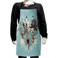 thumbnail image 1 of Floral Kids Apron, Silhouette Bouquet of Flowers in Heart Shape with Dragonflies, Boys Girls Apron Bib with Adjustable Ties for Cooking Baking Painting, Dark Brown Pale Blue, by Ambesonne, 1 of 2