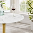 thumbnail image 7 of 28" Artificial Marble Bar Table with Aluminum Metal Base, Gold White, 7 of 7