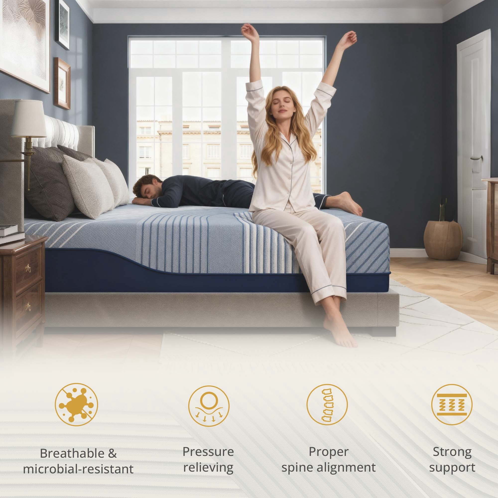 EGOHOME Elysian 14 inch Mattress, King Size Memory Foam Mattress