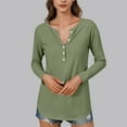 thumbnail image 2 of BLVB Long Sleeve Shirts for Women Casual Henley V Neck Fall Tunic Tops Button Blouse Dressy Loose T-Shirts, 2 of 6