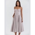 thumbnail image 4 of Robe Plissée Ourlet Solide Aguichant Mode Femme Midi Sans Manches Dos Nu Robes Été 2024 Soirée Robe Ligne A FJH, 4 of 7