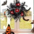 thumbnail image 6 of Halloween Wreath, Rattan Wreath Halloween Party Hanging Decor Front Door Garland, 6 of 9