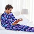 thumbnail image 6 of Kdxio crystal Skull flower star Men’s Pajama Set Pajamas For Men 2 Piece PJ Set with Men Pajama Pants and Long Sleeve T-Shirt Lounge Set-Medium, 6 of 7