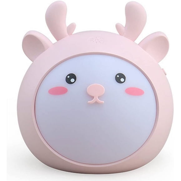 HUGFEGWE Veilleuse, Mignon Cerf Lampe de Nuit pour Enfants Gradation Continue Lumières de Garderie Rechargeable par USB Lampe de Chevet avec 3 Températures de Couleur Cadeau pour Enfants Bébé Fille Garçon Tout-Petit Femme (Rose) CJB91-28680