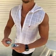 thumbnail image 3 of Hooded Tank Tops Men Lightweight Breathable Full Zip Up Sleeveless Shirt Summer Casual Beach Vacation Shirts, 3 of 8