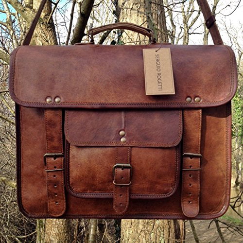 Color : Bronze, Size : Medium WHXYAA Mens Messenger Bag Retro Canvas Bag with The First Layer of Crazy Horse Leather Shoulder Portable Briefcase 