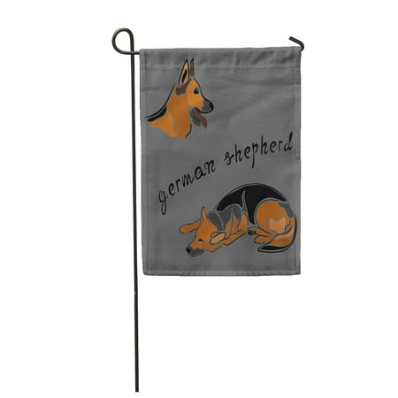 LADDKE German Shepherd Dog Breed Sketch in Minimal Simple Emblem for Pet Zoo Ads Label Garden Flag Decorative Flag House Banner 12x18
