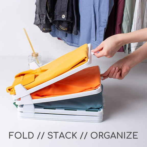 Edna Home T-Shirt Closet Organizer, Clothing Organization System, Stackable Clothing Dividers for Shirts, Laundry and Various Clothes, Closet Space Saver Divider Racks, Pack of 10, White