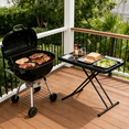 thumbnail image 3 of WASUHE 30" Small Camping Folding Table, 18/24/28 inch Height Adjustment Tv Tray, Practical Portable Plastic Table, Indoor/Outdoor, Black, 3 of 10