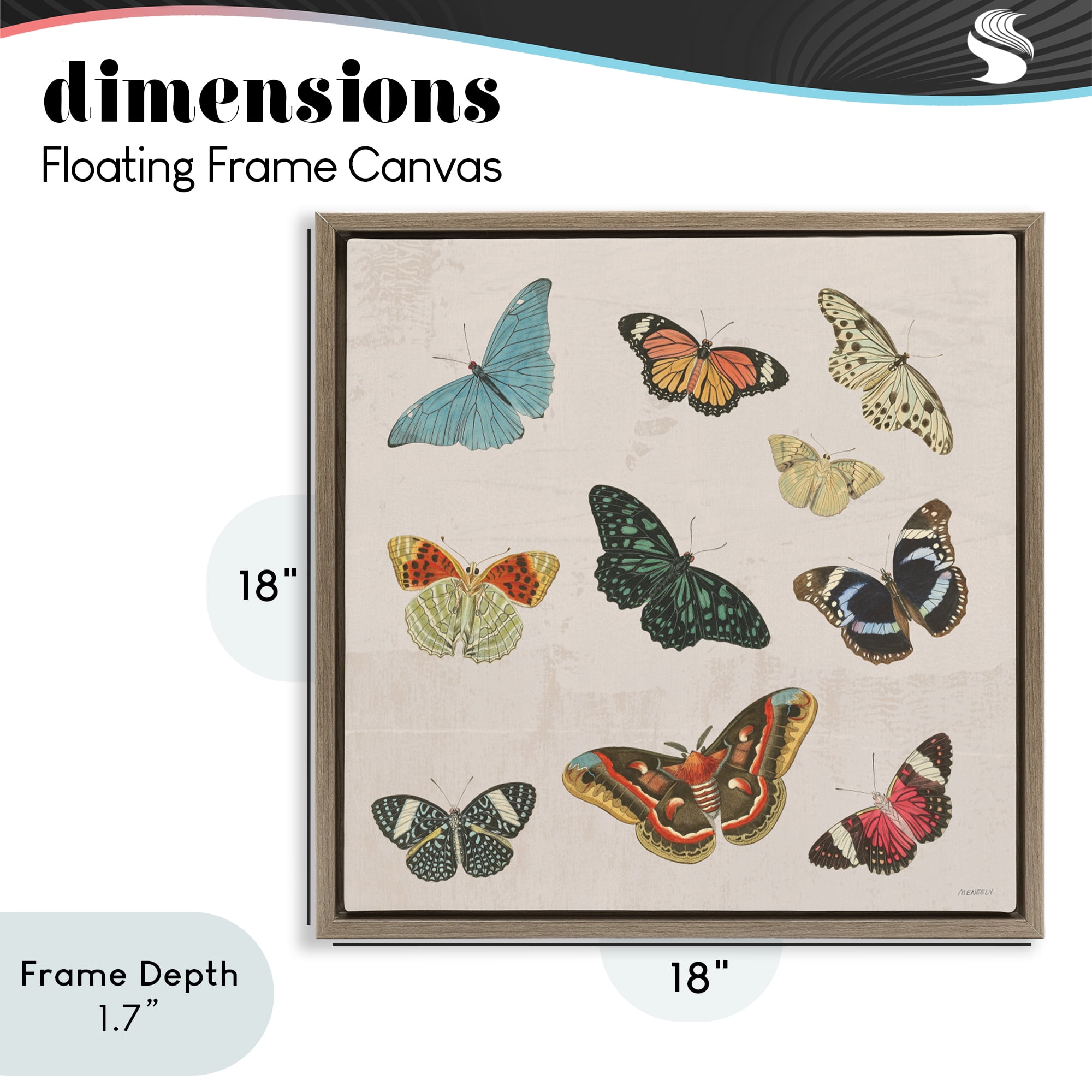 Stupell Industries Vintage Butterfly Flight Brown Framed Floater Canvas Wall Art, design by Dan Meneely