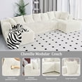 thumbnail image 5 of 130" Modular Sectional Sofa, White Cloud Boneless Sofa, Couches For Living Room, Striped Corduroy Upholstered 4-Seater Sofa With Pillow Back And Square Arms, 5 of 10