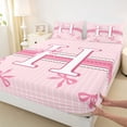 thumbnail image 4 of Manfei Teens Kawaii Ribbon Bowknot Personalized Initial H Full Size Sheets 4-Piece,Girls Romantic Stripes Polka Dots Bed Sheets,Luxury Bedroom Decor, 4 of 5