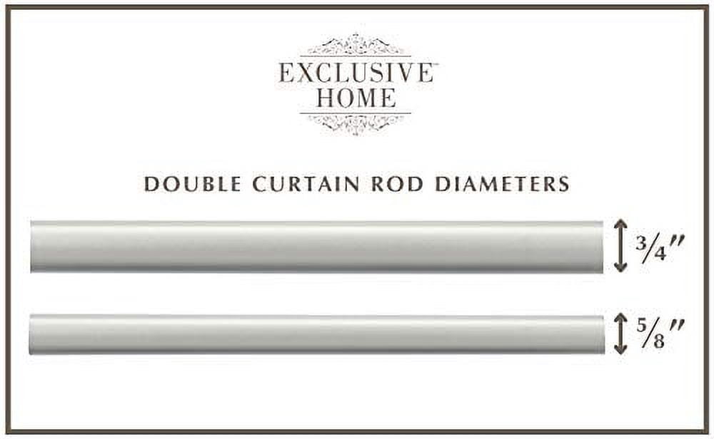 Exclusive Home Napoleon Double Curtain Rod and Finial Set, Matte Silver, 66"-120"