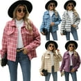 thumbnail image 4 of Cuteduck Women Plaid Fashion Jacket Button Up Long Sleeve Fall Casual Dressy Loose Coat with Pockets S-XL, 4 of 7