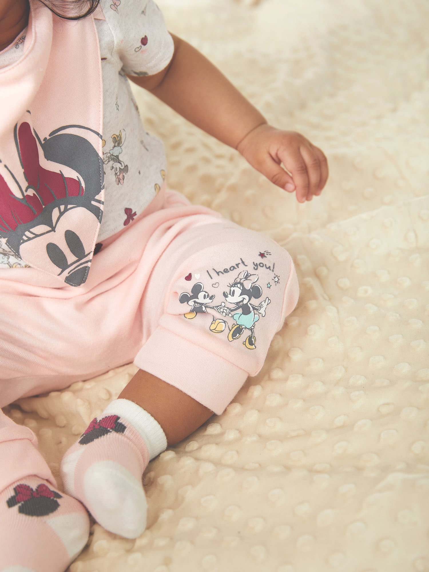 Disney Baby Wishes + Dreams Baby Girl Minnie Mouse Bodysuits and Pants Outfit Set, 9-piece, Newborn-12 Months