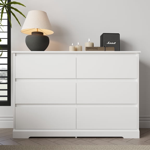 Biotree 6 Drawer Dresser, Large Wooden Horizontal Storage Organizer for Bedroom, Living Room or Closet