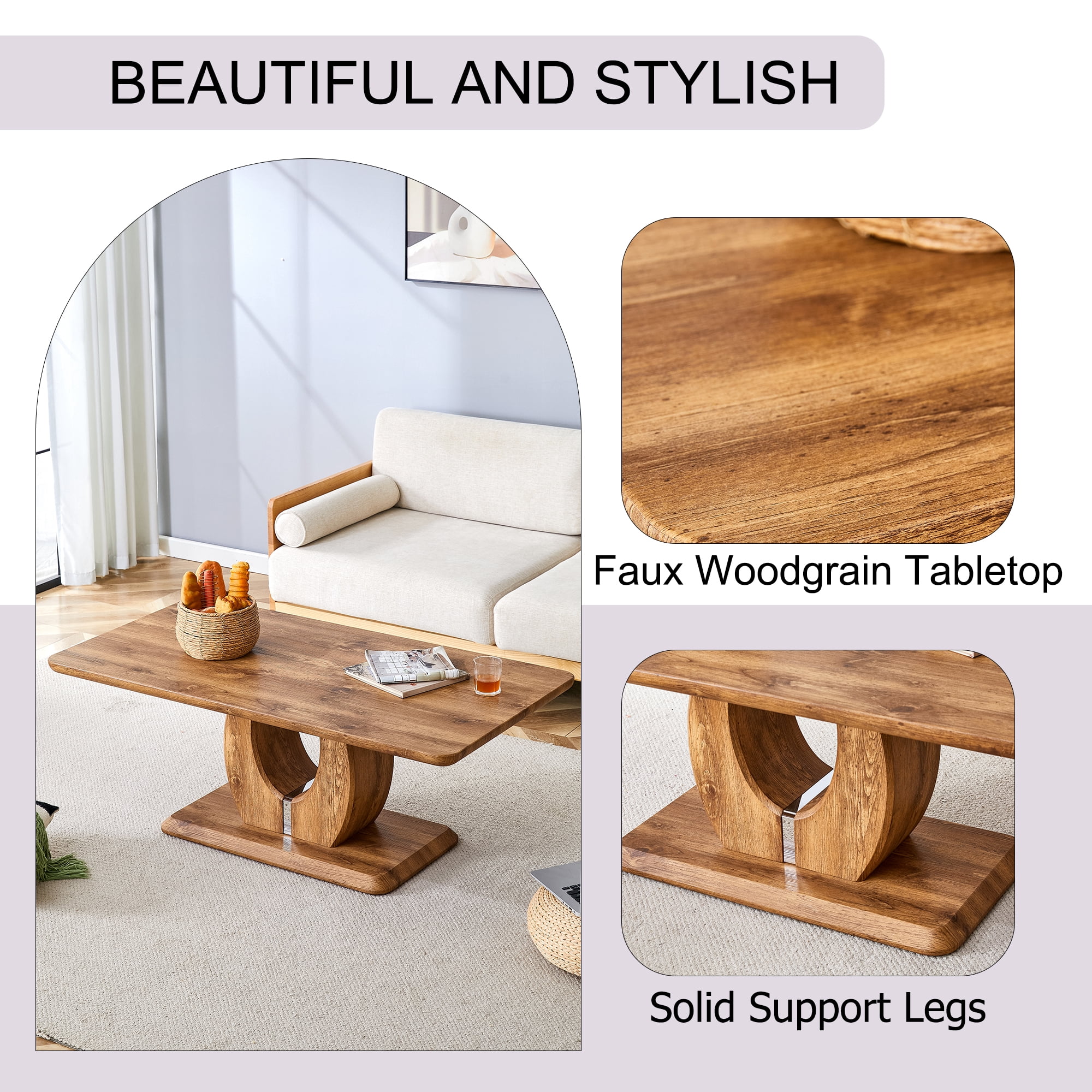 47" Modern Dining Table, Rectangular Kitchen Table for 2-4, Wood Grain MDF Dining Room Table, Small Dining Table for Apartment, Computer Desk, Home Office Workstation, Study Writing Gaming Table