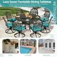 thumbnail image 2 of MEETWARM 9-Piece Outdoor Patio Dining Set, All-Weather Cast Aluminum Patio Conversation Set- 8 Cushioned Swivel Rocker, 61" Round Patio Dining Table w/Detachable Lazy Susan/Umbrella Hole, Ocean Blue, 2 of 9