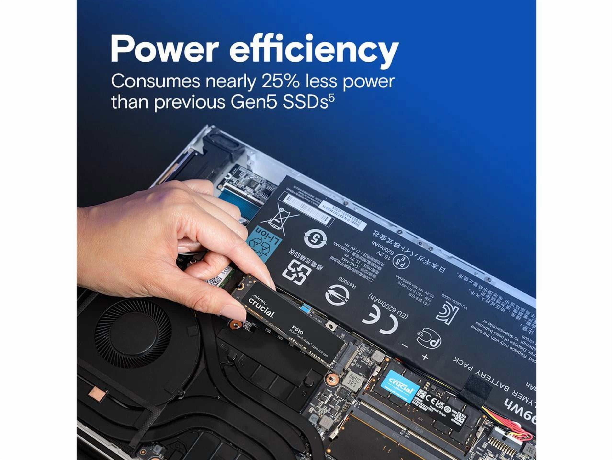 Crucial P510 2TB NVMe PCIe Gen5 M.2 2280 Internal Gaming SSD