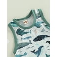 thumbnail image 5 of Franhais Newborn Sleeveless Patchwork Edge Romper, Marine Animals Printed Round Neck Snap Crotch Loose Fit Bodysuit, 5 of 8