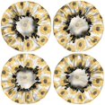 thumbnail image 2 of Shower Caps,White Yellow Sunflower Pattern Waterproof Shower Cap for Women 4 Pieces,Double Reusable Hair Cover for Shower PEVA Elastic Stretch Hem, 2 of 7