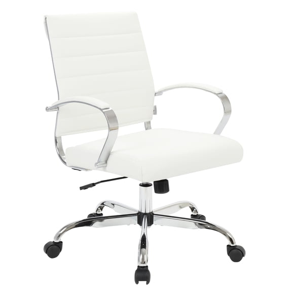 Leather Office Chair Adjustable - Mid-Century Style Desk Chair, Ergonomic Swivel Task Chair, 250 lb Capacity
