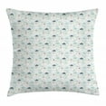 thumbnail image 1 of Swans Throw Pillow Cushion Cover, Repetitive Pastel Tones Cute Doodle Unicorn Aquatic Animal, Decorative Square Accent Pillow Case, 20" X 20", Pale Pink Pale Seafoam and Slate Blue, by Ambesonne, 1 of 2
