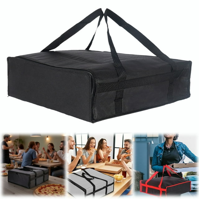 Sac de Livraison de Pizza Isolé, Sac de Transport Alimentaire Résistant à la Chaleur pour Usage Extérieur, Sac de Transport Pliable Non Tissé, Livraison de Nourriture, Sac à Pizza Isolé, Noir, 1 Pce