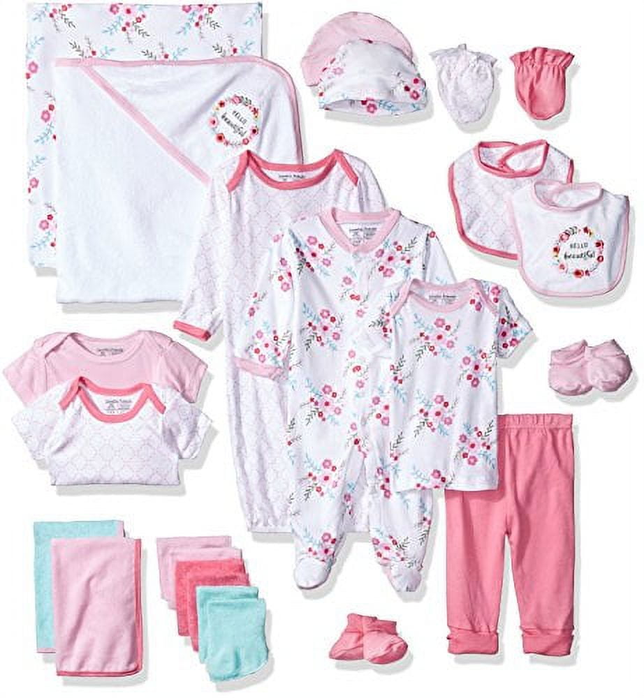 Luvable Friends Baby Girl Layette Gift Cube, Floral, 0-6 Months