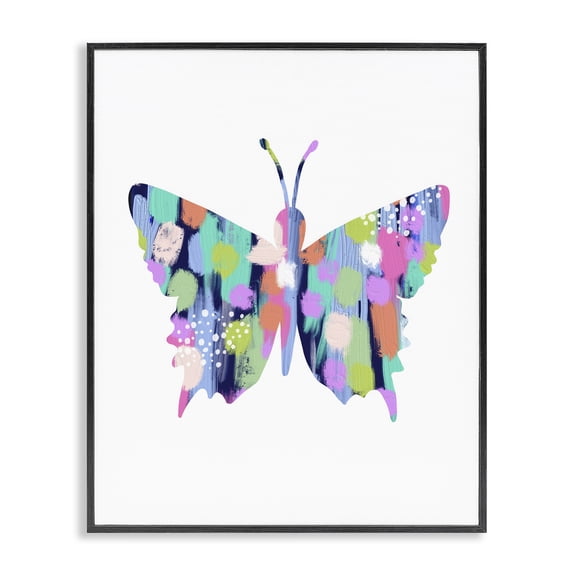 Stupell Industries Eclectic Pastel Patterned Butterfly Black Framed Giclee Art, 11 x 14, by Lisa Nohren