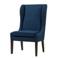 thumbnail image 4 of 26" Captains Dining Chair With High Wing Back, Removalble Cushion, Nailhead Accent And Solid Wood Legs, Single Accent Chair For Living Room, Bedroom, Office, Balcony, Dark Blue, 4 of 6