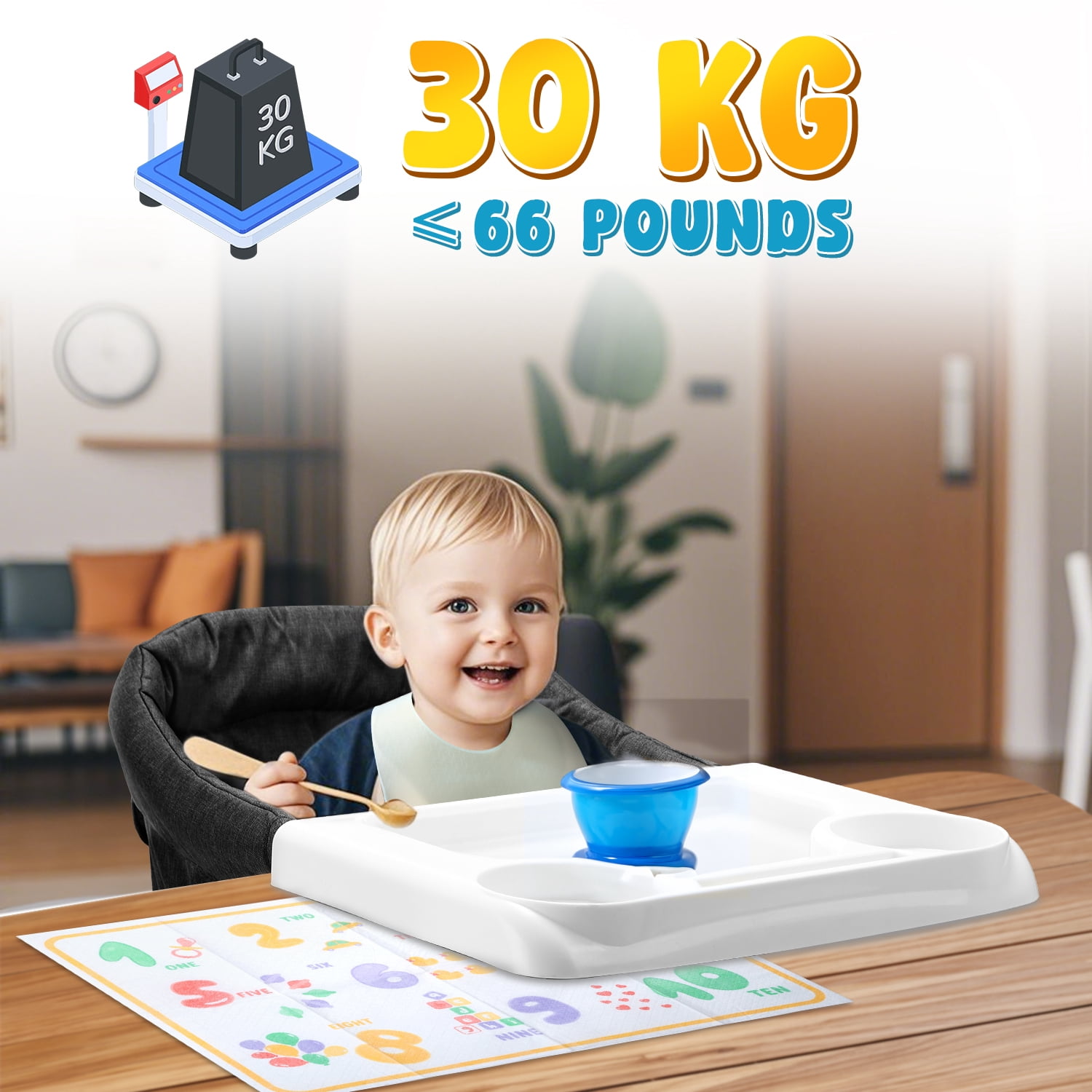WonderStone Hook On Chair, Portable High Chair with Tray, Storage Bag & Free Accessories, Clip-On Table Chair for Baby and Toddler, Ideal for Home and Travel, Black